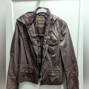 Brown lightweight geox rain jacket. Size 6